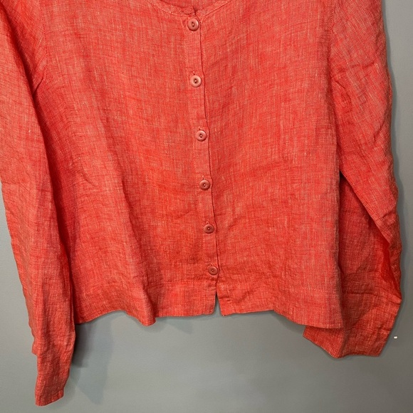 FLAX 100% Linen Tangerine Button Blouse - Picture 5 of 9